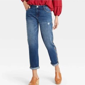 Knox Rose Boho Embroidery Stripe Jeans